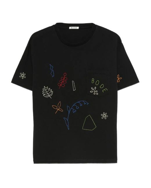 Bode T-Shirt Met Geborduurde Zak in het Black voor heren