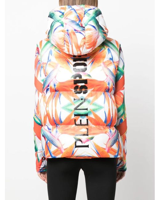 Philipp Plein Blue Botanical-Print Puffer Gilet