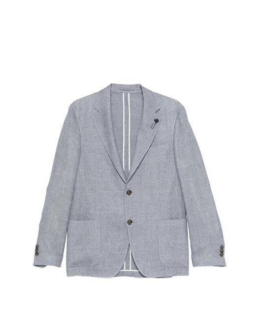Lardini Gray Button Linen Blazer for men