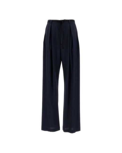 Barena Blue Pleated Wide-Leg Trousers