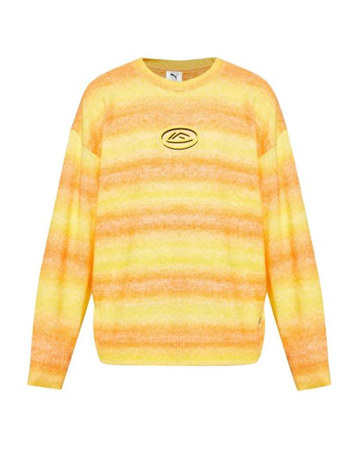 PUMA Pullover mit Logo-Patch in Ombré-Optik in Yellow für Herren