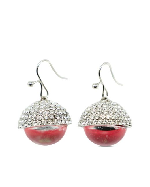 Marni White Red Eye Crystal-embellished Drop Earrings