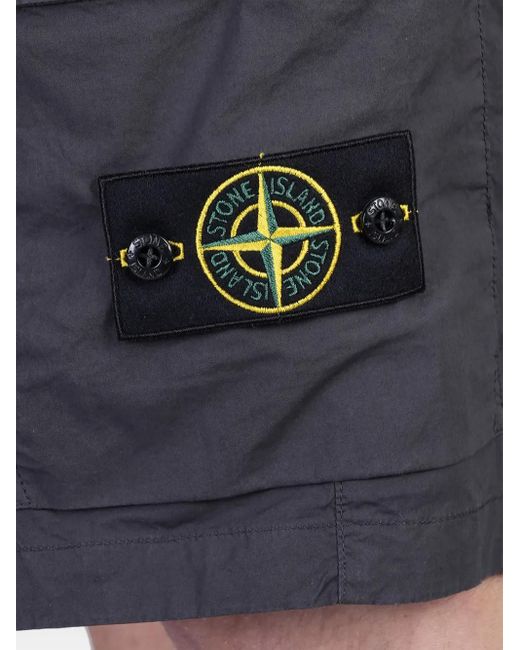 メンズ Stone Island コンパスバッジ ショートパンツ Black