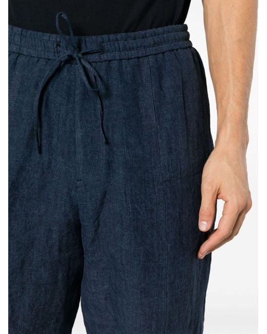 Emporio Armani Blue Wide-leg Linen Shorts for men