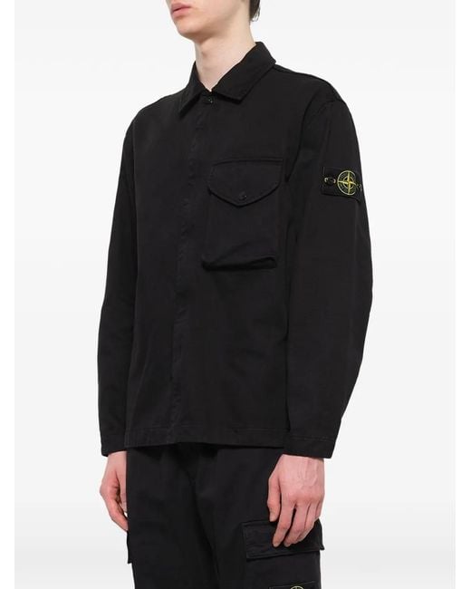 Stone Island Black 1200001 Dense Cotton Twill Shirt for men