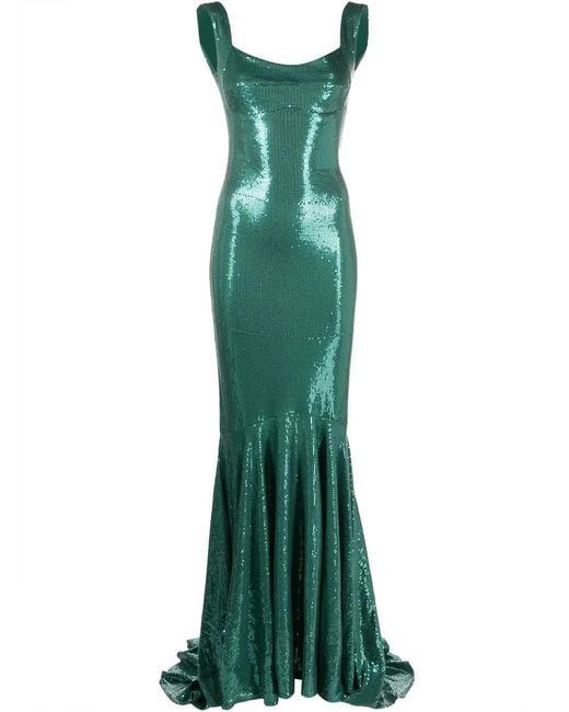 Atu Body Couture Green Sequin-Embellished Evening Gown