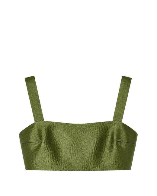 Martinmartin Green Billie Patterned-Jacquard Crop Top