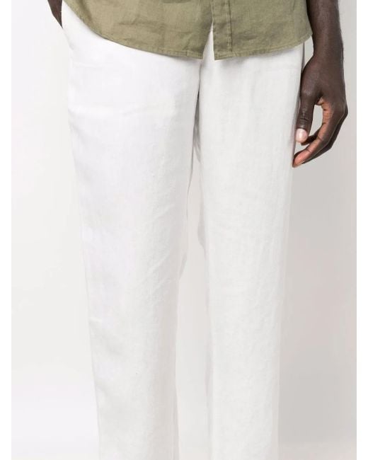 Vince White Drawstring Straight-Leg Trousers for men