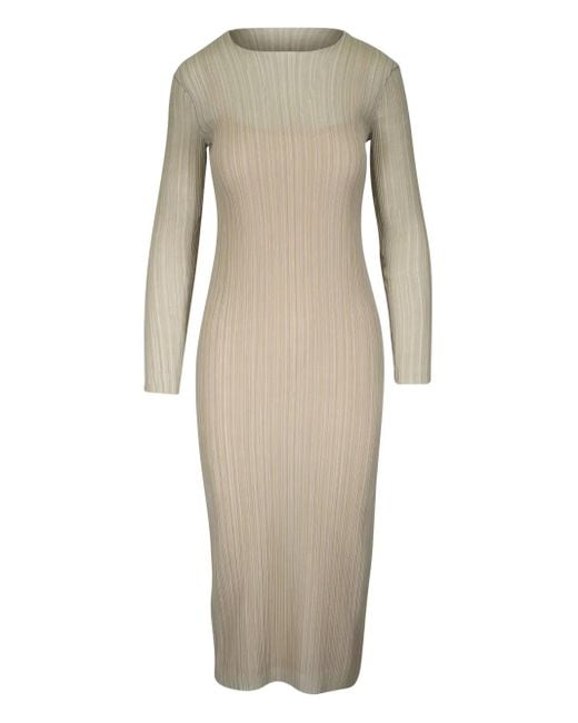 Vince Natural Plissé-Effect Midi Dress