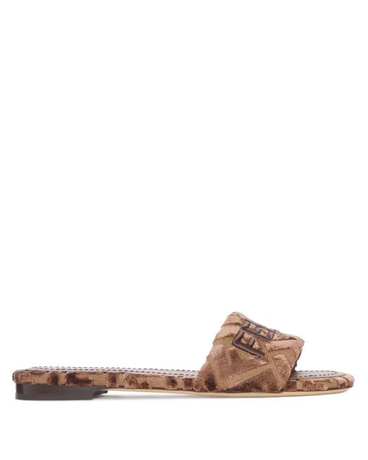 Sandali Sunshine Con Suola Piatta di Fendi in Brown