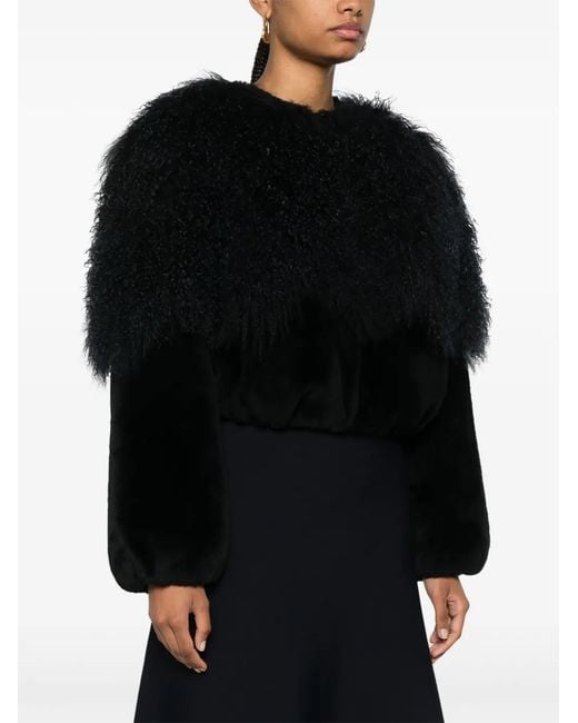 Chloé Black Shearling-Trim Jacket
