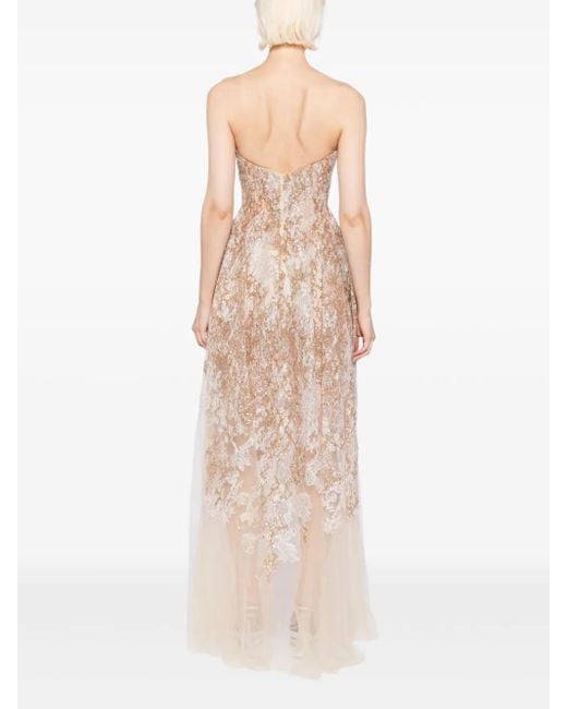 Saiid Kobeisy Natural Embroidered Maxi Dress