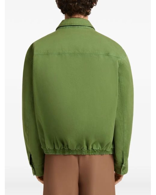 Marni Green Cotton Jacket With Zip Pocket for men