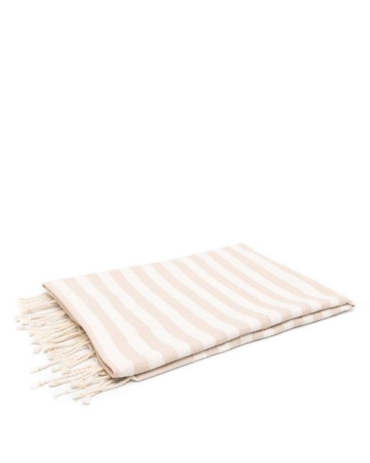 Mc2 Saint Barth Natural Fringed Striped Beach Towel for men