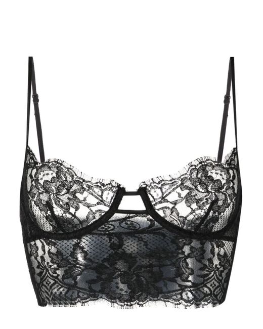 Sujetador largo de encaje Kiki de Montparnasse de color Black