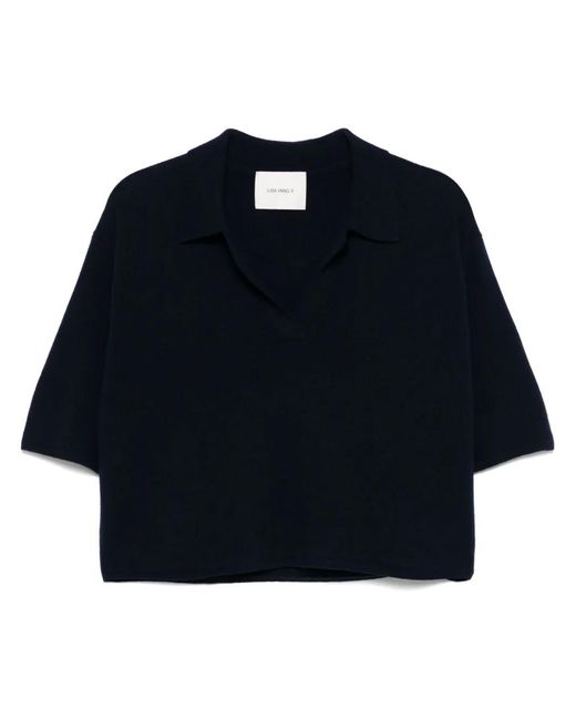 Lisa Yang Blue Neela Polo Top