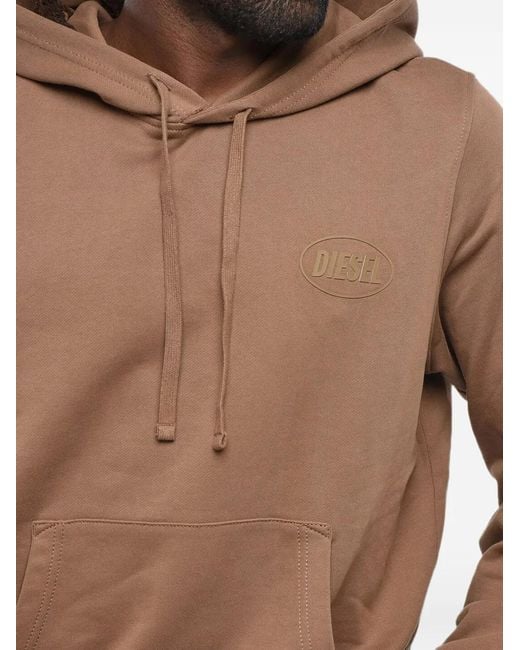 DIESEL Brown Logo-Print Drawstring Hoodie for men