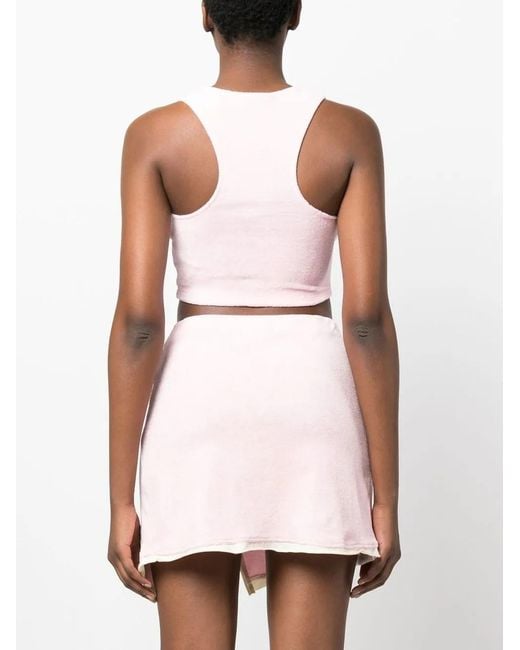 Barrow Pink Logo-Patch Terry Tank Top