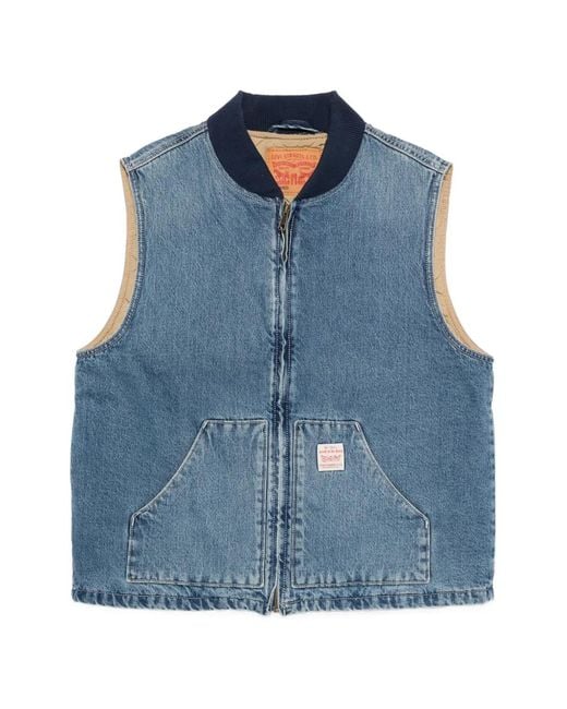 Levi's Blue Zip-Up Sleeveless Gilet for men