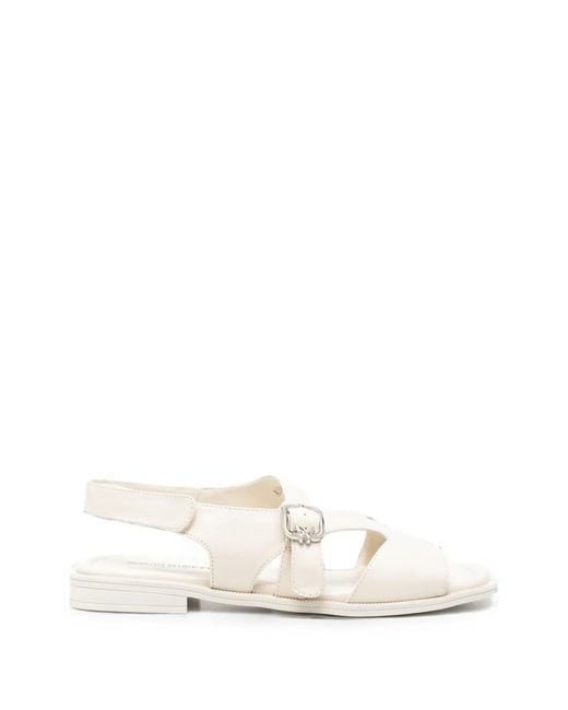 SERGIO MORETTI FIRENZE White Buckle-Fastening Touch-Strap Sandals