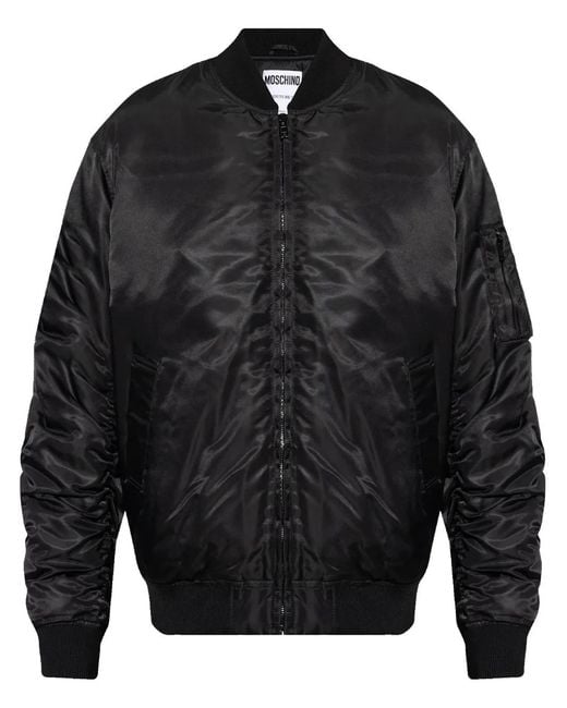 Moschino Black Zip-Up Padded Bomber Jacket for men