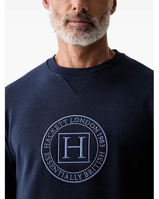 Hackett Blue Logo-Embroidered Crew Neck Sweatshirt for men