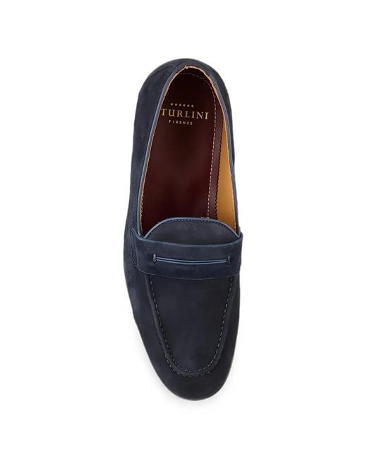 STURLINI FIRENZE Blue Suede Penny Loafers for men