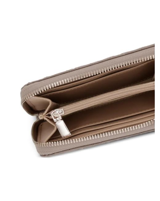 Guess Gray Cheryl Chevron-Quilted Logo-Plaque Wallet