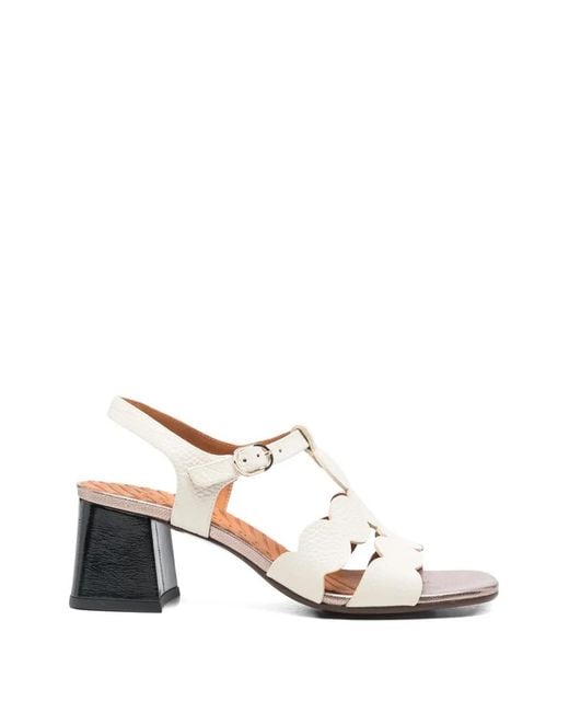 Chie Mihara White Linaza Scalloped Sandals