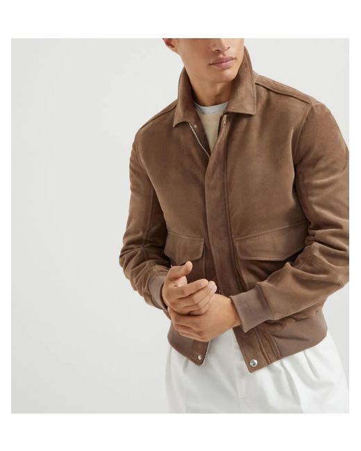 Brunello Cucinelli Brown Aviator Jacket for men