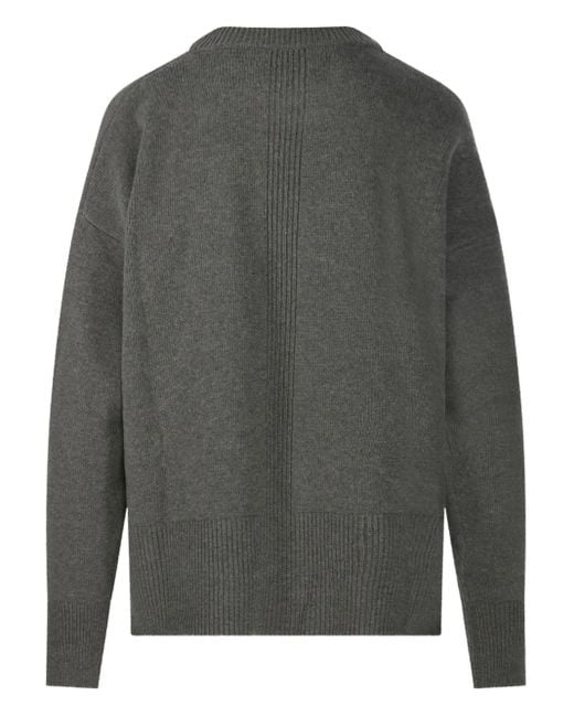 Roberto Collina Gray Ribbed-Hem Crew-Neck Sweater
