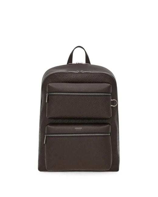 Ferragamo Black Monogram Backpack for men