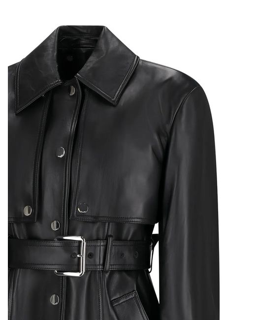 Max Mara Black Leather Belted Jacket