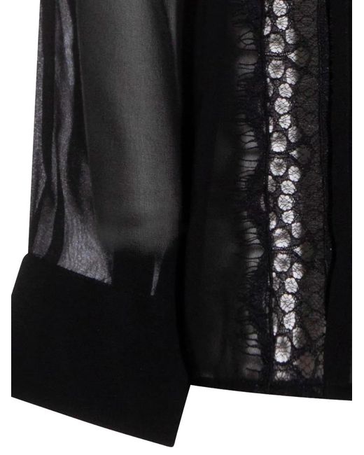 Roberto Cavalli Black Lace-Panel Blouse