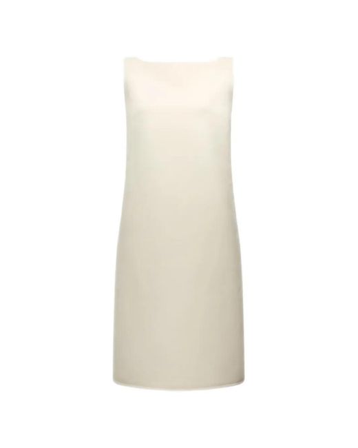 Another Tomorrow White Double-Face Sheath Midi Dress