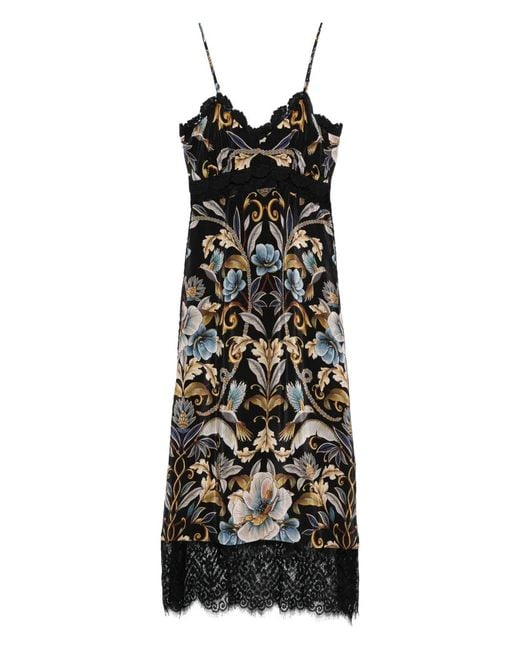 Farm Rio Black Snake Garden-Print Dress