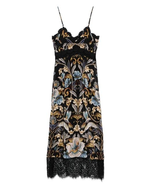 Farm Rio Black Kleid mit Snake Garden-Print