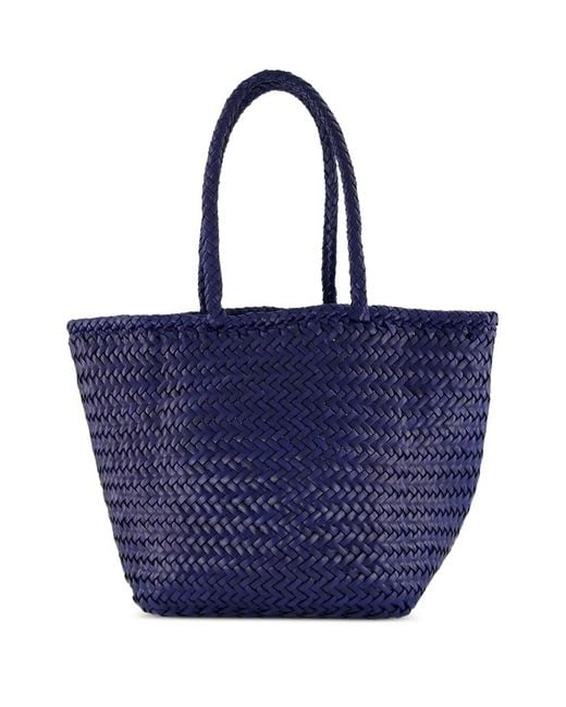 Dragon Diffusion Blue Small Grace Leather Woven Tote Bag