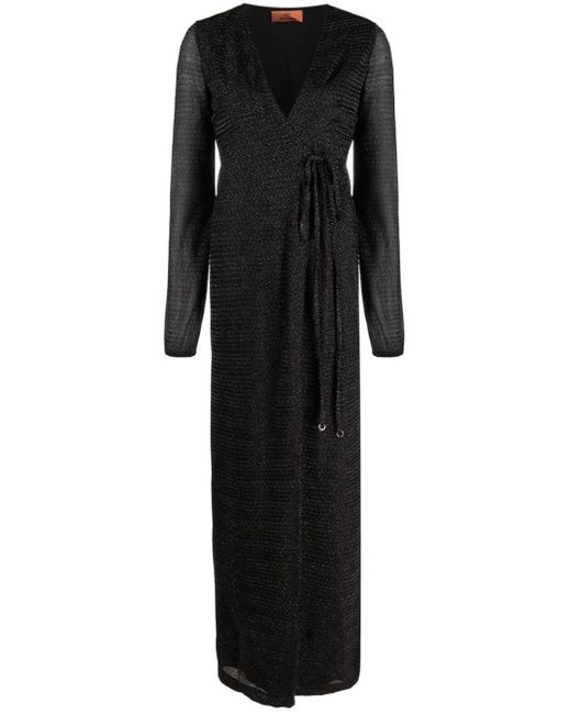 Robe portefeuille à motif zigzag Missoni en coloris Black