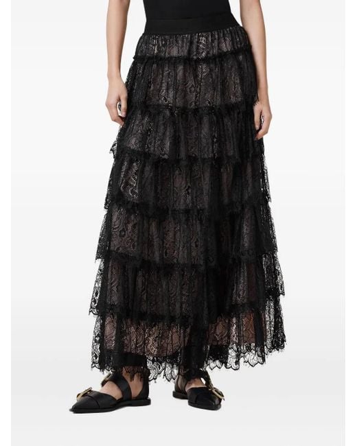 Jupe Longue Rory À Volants Superposés AllSaints en coloris Black