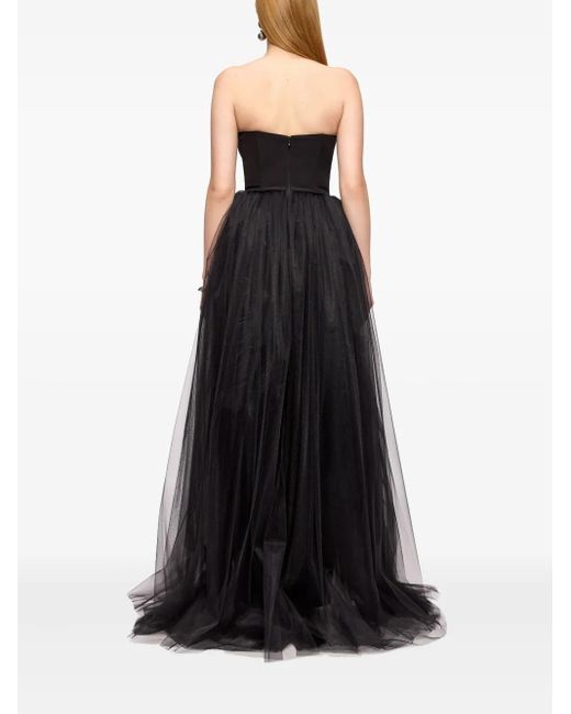 V:PM ATELIER Black Lisa Strapless Tulle-Panel Top