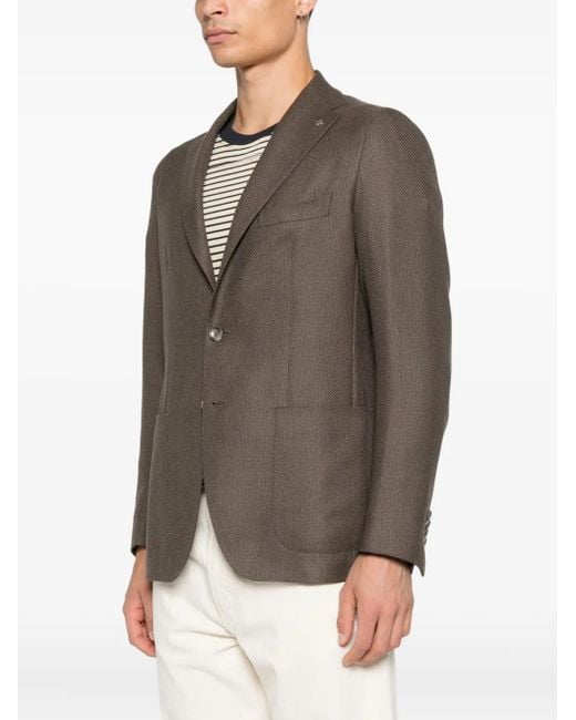 Tagliatore Brown Textured Two-Button Blazer for men