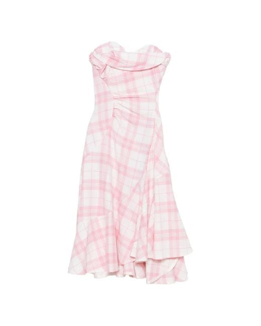 Vivienne Westwood Pink Spiral Check-Print Midi Dress