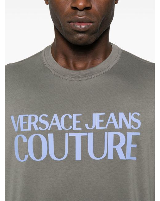 T-shirt à logo imprimé Versace pour homme en coloris Gray