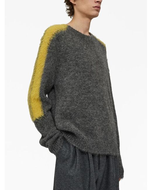 Jil Sander Gray Colour-Block Round-Neck Jumper for men