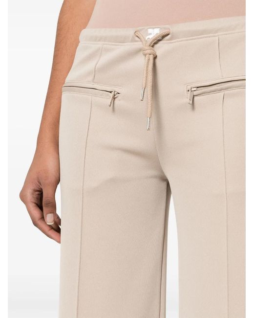 Courreges Natural Logo-Patch Ribbed Trousers