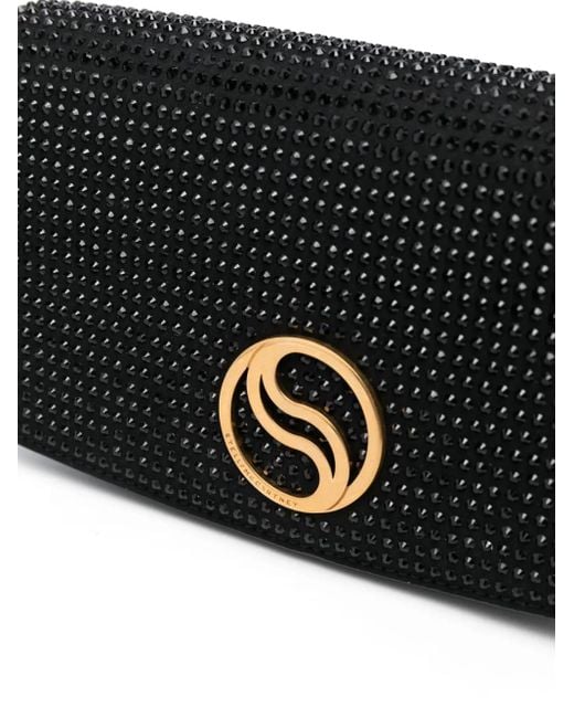 Stella McCartney Black Rhinestone-Embellished Crossbody Bag