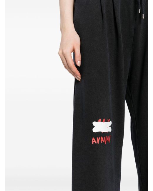 AVAVAV Black Logo-print Flared Track Pants