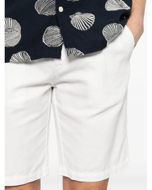 Eleventy White Drawstring Pleated Shorts for men