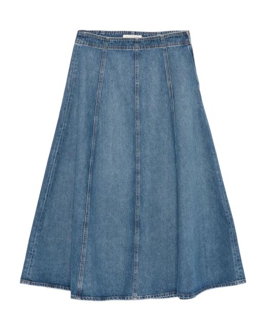 Ulla Johnson Blue Uma Jeans-Midirock mit Einsätzen